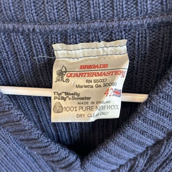 Vtg Brigade Quartermasters The Wooly Pully Blue Sweater 100% Wool UK 42 US L - Picture 8 of 9